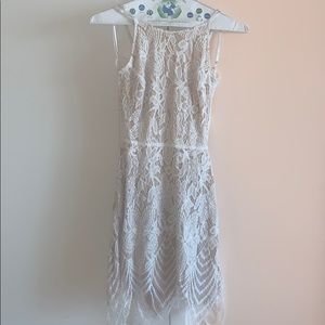 Sexy white midi lace dress